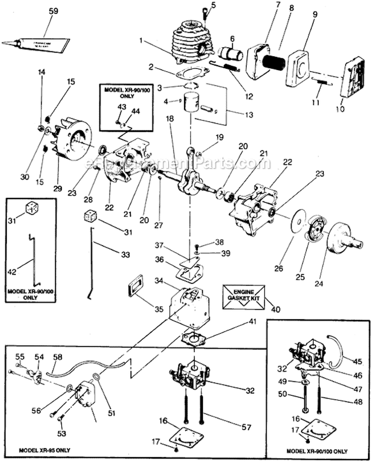 Page C Diagram and Parts List for XR-90  Weed Eater Trimmer